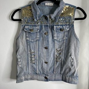 Denim sequins vest